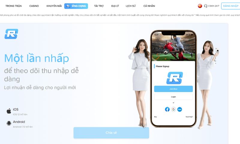 Truy cập link tải app rs8sport chính thống